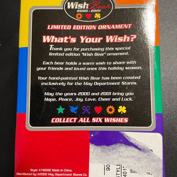Limited Edition Purple Joy Wish Bear Christmas Ornament 2000 VINTAGE - Picture 6 of 7